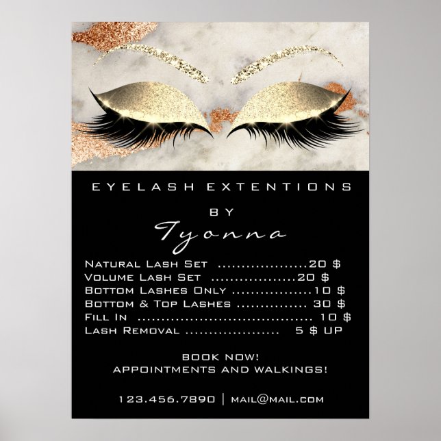 Poster Marble Copper Cinza Makeup Eyes Lashes Price (Frente)