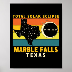 Poster Marble Falls Texas Total Eclipse Solar 2024