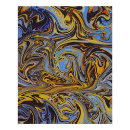Póster Marble Forms – Blue & Gold Abstract Art
