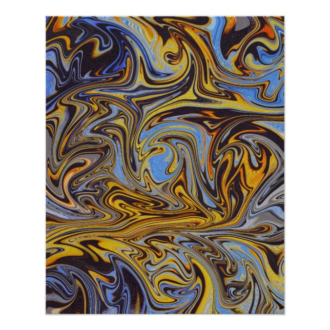 Póster Marble Forms – Blue & Gold Abstract Art (Frente)