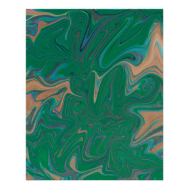 Póster Marble Forms – Green & Gold Natural Flow