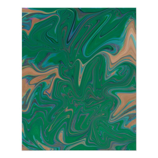 Póster Marble Forms – Green & Gold Natural Flow (Frente)