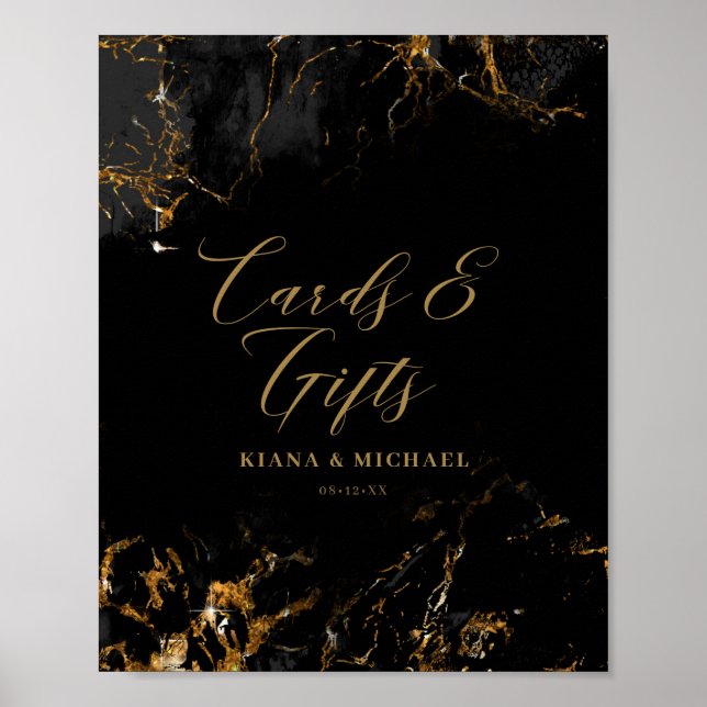 Poster Marble Glitter Cards & Gifts Black Dourado ID644 (Frente)