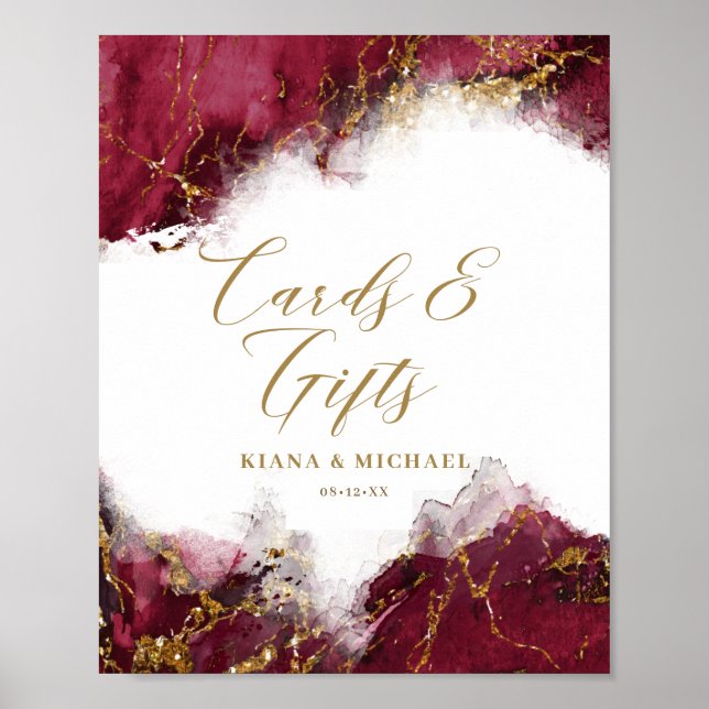 Poster Marble Glitter Cards & Gifts Burgundy ID644 (Frente)