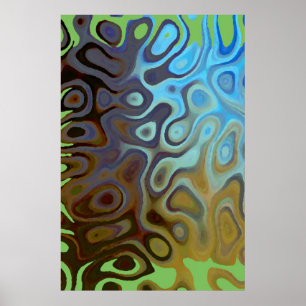 Poster Marble Slick Metálico Azul Verde
