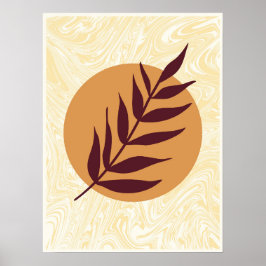 Poster Marble Sunset Leaf