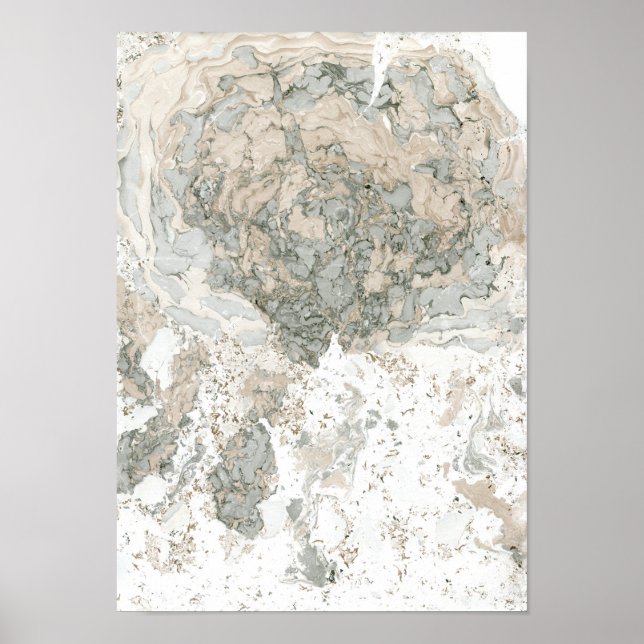 Poster Marble White Ivory Beige Abstrato Stone (Frente)