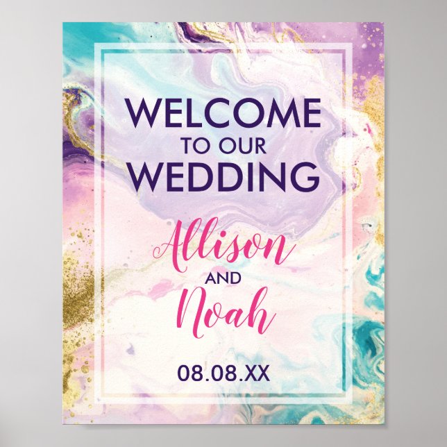 Poster Marbleous Dream Bem-Vindo Ao Nosso Casamento (Frente)