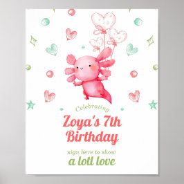 Poster Marca de Aniversário do Axolotl, Cor de Água Cria,
