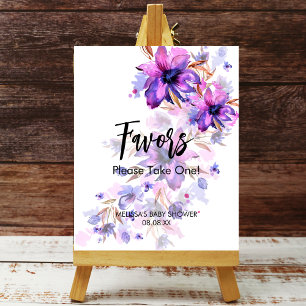 Poster Marca de favor da flor azul-púrpura, cor d'água, n