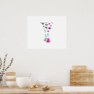 Póster Marca Química, Lab Glassware, Coração - Verde R