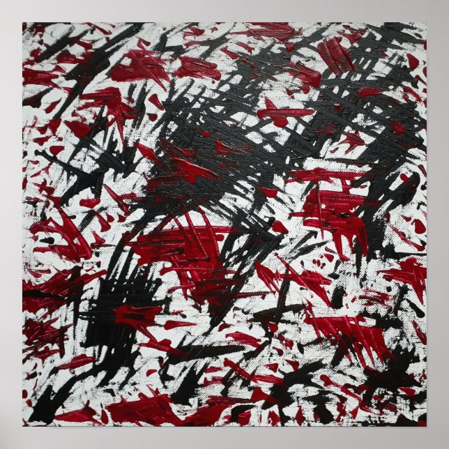 Poster Marcas Abstratas em Preto e Vermelho (Frente)