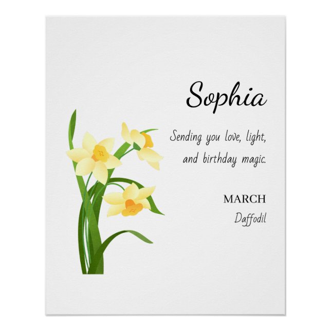 Póster March Daffodil Aniversário Personalizado (Frente)
