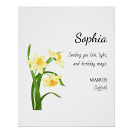 Póster March Daffodil Personalized Birthday