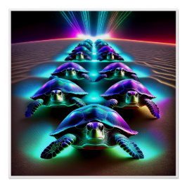 Póster Marcha Das Tartarugas Neon