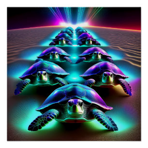 Póster Marcha das Tartarugas Neon