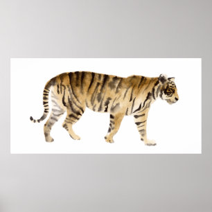 Poster Marcha de Tigre de Aquarela