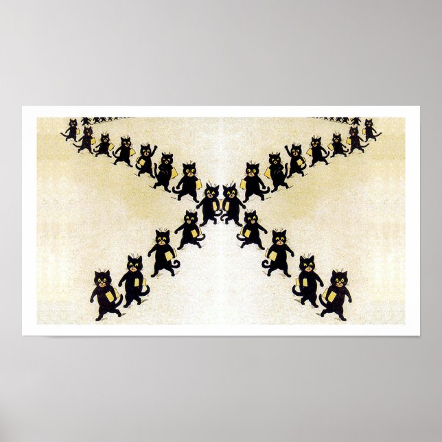 Póster Marcha dos gatos pretos, Louis Wain (Frente)