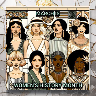 Poster Marcha é a História da Mulher Mês Art Deco Women