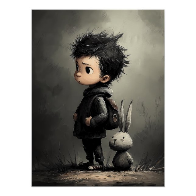 Póster Märchenhafte Kinder Illustration mit Hase (Frente)