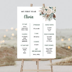 Poster Marco de aniversário de um ano Evergreen Winter