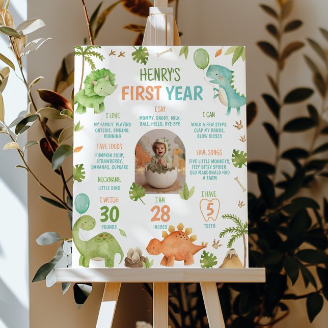 Poster Marco de Foto de Aniversário de 1 Ano do Menino Di (Criador carregado)