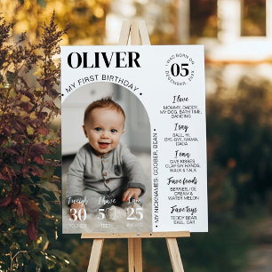 Poster Marco de Foto do Primeiro Ano Minimalista Moderno