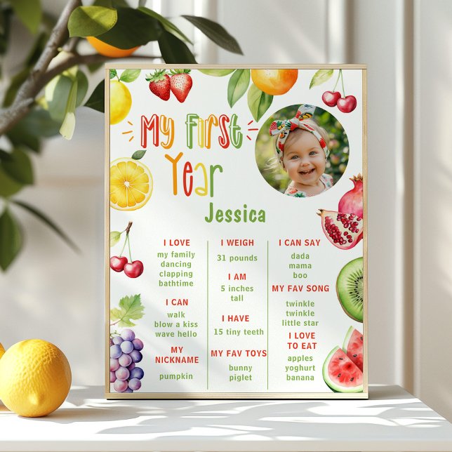 Poster marco de primeiro aniversario de verão do Fruta (Criador carregado)