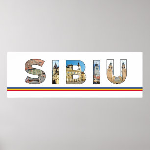 Póster marco de romania da cidade de sibiu dentro do tra