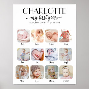 Poster Marco do 1º Aniversário Fotos do Meu Primeiro Ano