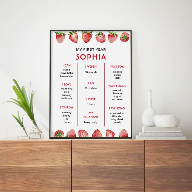 Poster Marco do Primeiro Aniversário de Morango (Criador carregado)