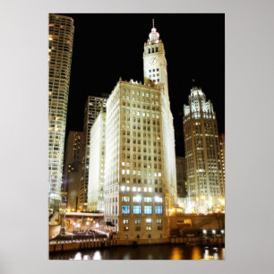 Poster Marco famoso de Chicago na noite
