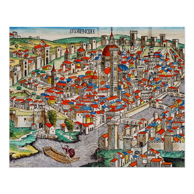 Póster Marco medieval de Florença na Itália (Frente)