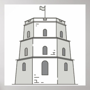 Poster Marcos do mundo da torre de Vilnius Gediminas