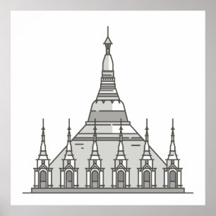 Poster Marcos do mundo do pagode de Shwedagon