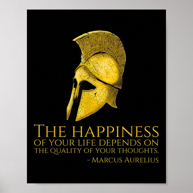 Poster Marcus Aurelius Stoic Citação Sobre A Felicidade - (Frente)