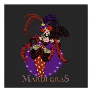 Póster Mardi Gras 2021, estilo vintage, senhora Nova Orle