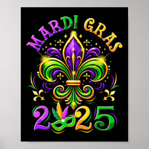 Poster Mardi Gras 2025 Fleur De Lis Men Mulheres Novas Ou
