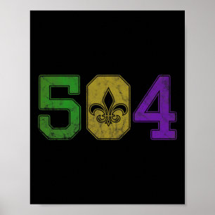Poster Mardi Gras 504 Nola New Orleans Louisiana La