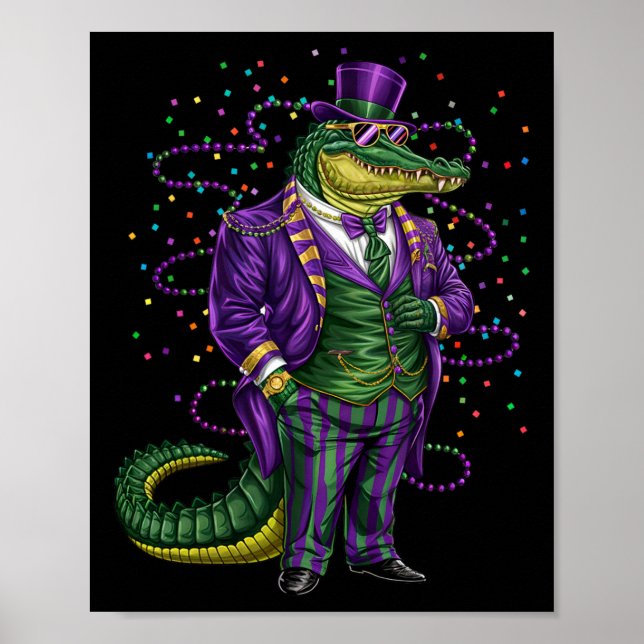 Poster Mardi Gras Alligator Funny Mardi Gras Costume (Frente)
