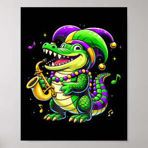 Poster Mardi Gras Alligator Jester Hat Carnaval Pará