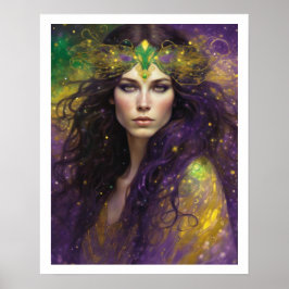 Poster Mardi Gras Art Nuevo Mulher Cabeça Longa