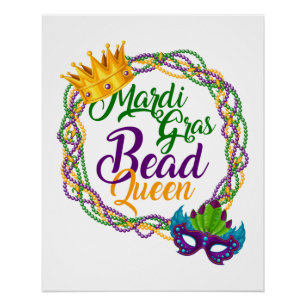 Póster Mardi Gras Bead Queen Fat Terça Carnaval
