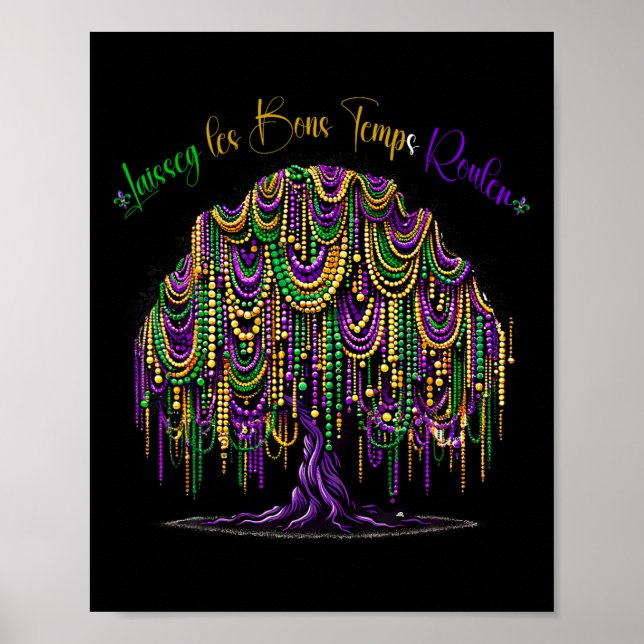 Poster Mardi Gras Bead Tree Carnaval Nova Orleans 2024 Pa (Frente)