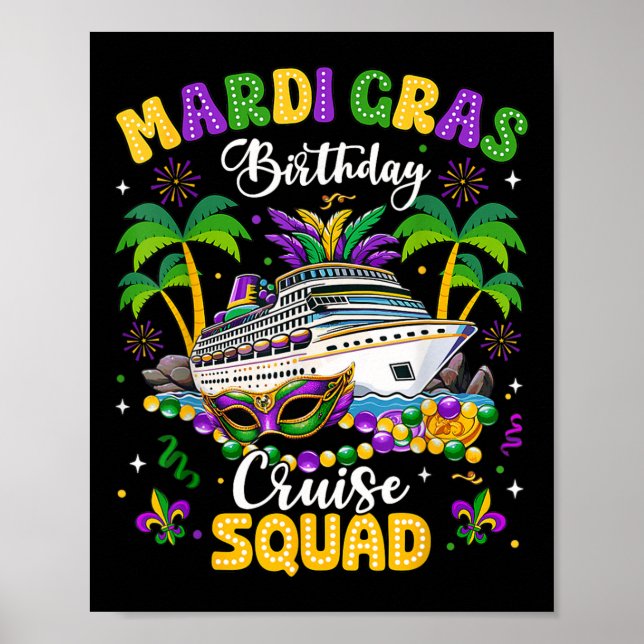 Poster Mardi Gras Birthday Cruise Squad Mardi Gras Carniv (Frente)