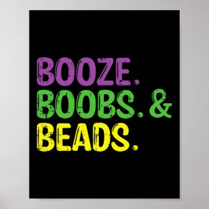 Poster Mardi Gras Booze Miçangas Engraçadas Fat Terça Car