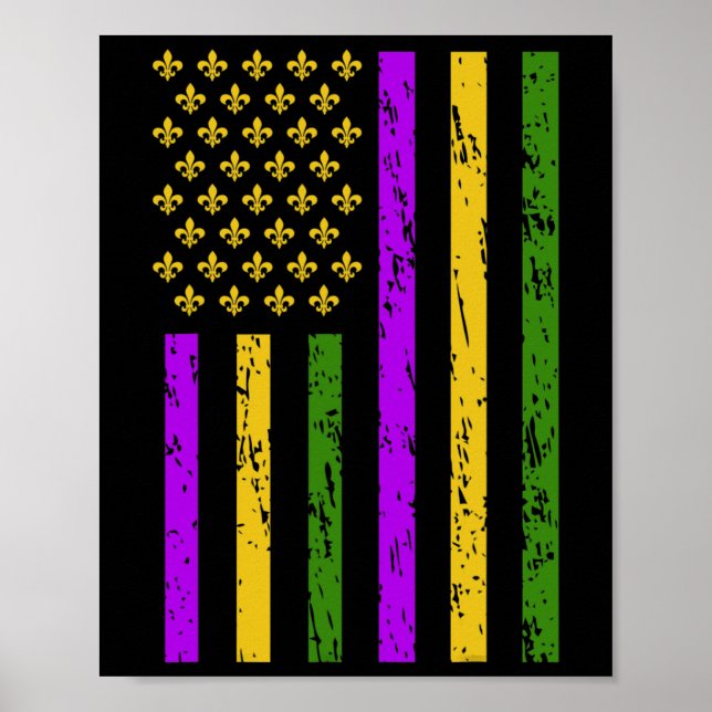 Poster Mardi Gras Celebra a Bandeira do Mardi Gras (Frente)