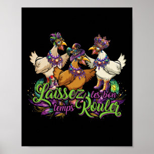 Poster Mardi Gras Chicken Corre Galinha Chase Fat Terça-f
