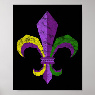 Poster Mardi Gras Costume Clothing - Vintage Fleur De Lis