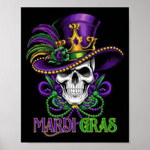 Poster Mardi Gras Costume Sugar Skull Carnaval Nova Orlea